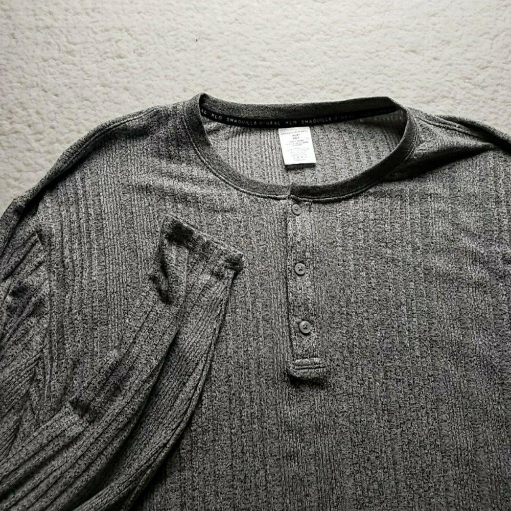 Shaquille O'Neal Shirt Mens 4XLT Gray Thermal Henley Long Sleeve Tee Big & Tall